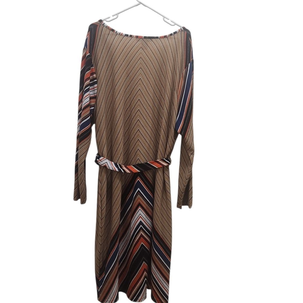 ASHLEY STEWART Diagonal Multicolored Striped Sweater Dress Belted Size 22/24 NEW - Picture 4 of 4